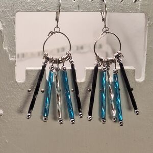 Chic Silver and Blue Dangle Earrings - Mbarnes Productions